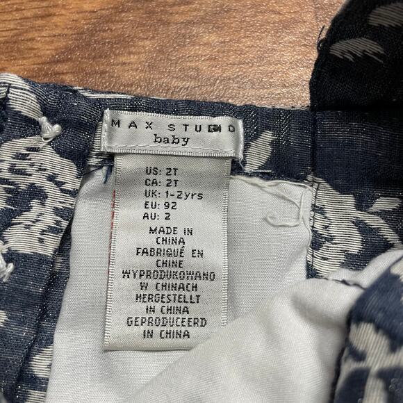 Max Studio Baby Floral Bow Dress Faux Wrap Formal Size 2T Toddler Blue Rose - Picture 6 of 8